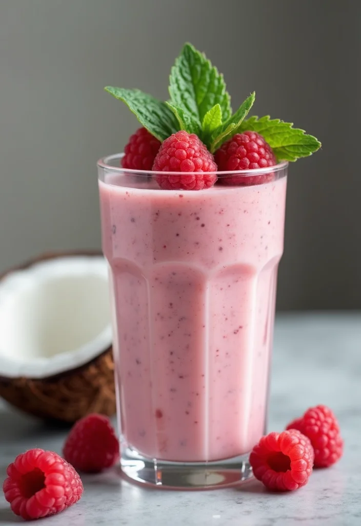 10 Keto Smoothie Recipes for Light Energizing Drinks - 9. Creamy Coconut Raspberry Smoothie
