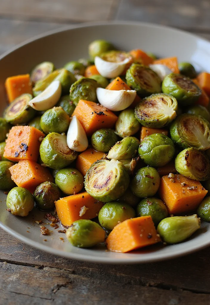 10 Keto Squash Recipes for Cozy Low Carb Meals - 6. Roasted Garlic & Brussels Sprouts with Butternut Squash
