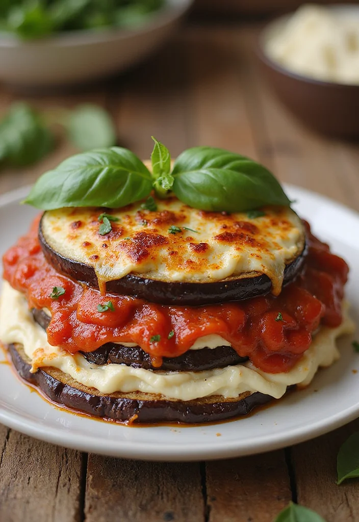 10 Low Carb Vegan Recipes for Fresh Everyday Eating - 5. Eggplant Parmesan Stacks