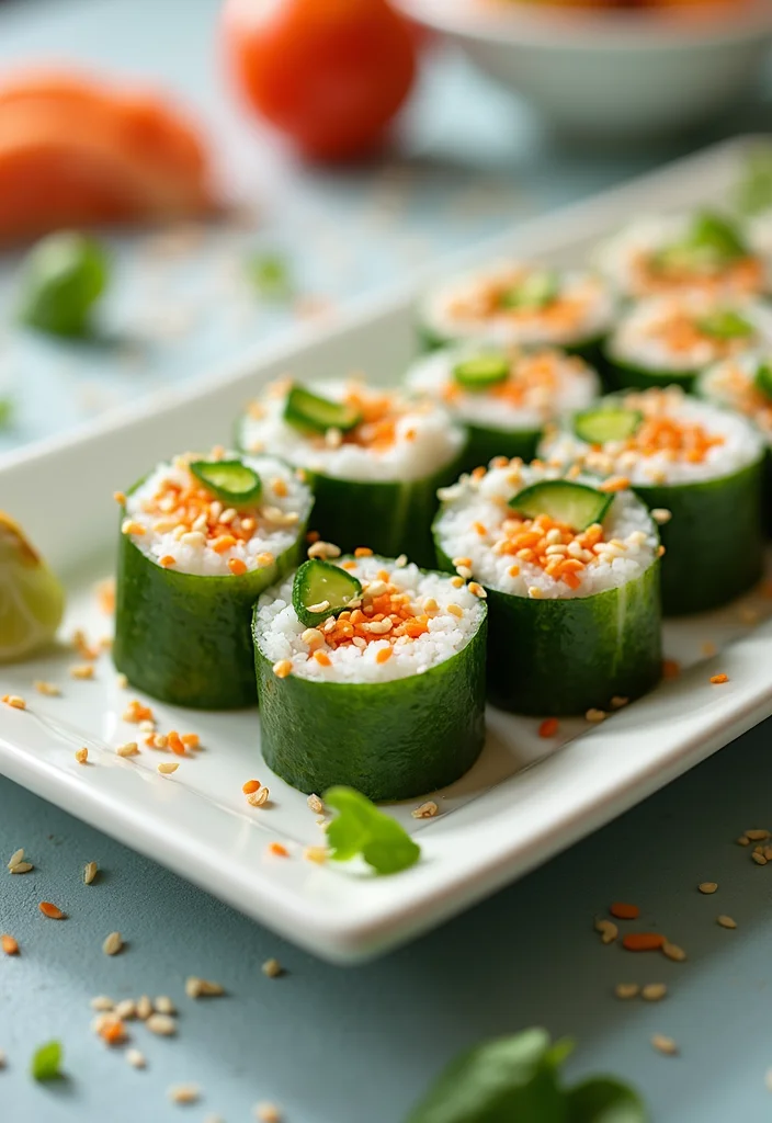 10 Low Carb Vegan Recipes for Fresh Everyday Eating - 8. Cucumber Sushi Rolls