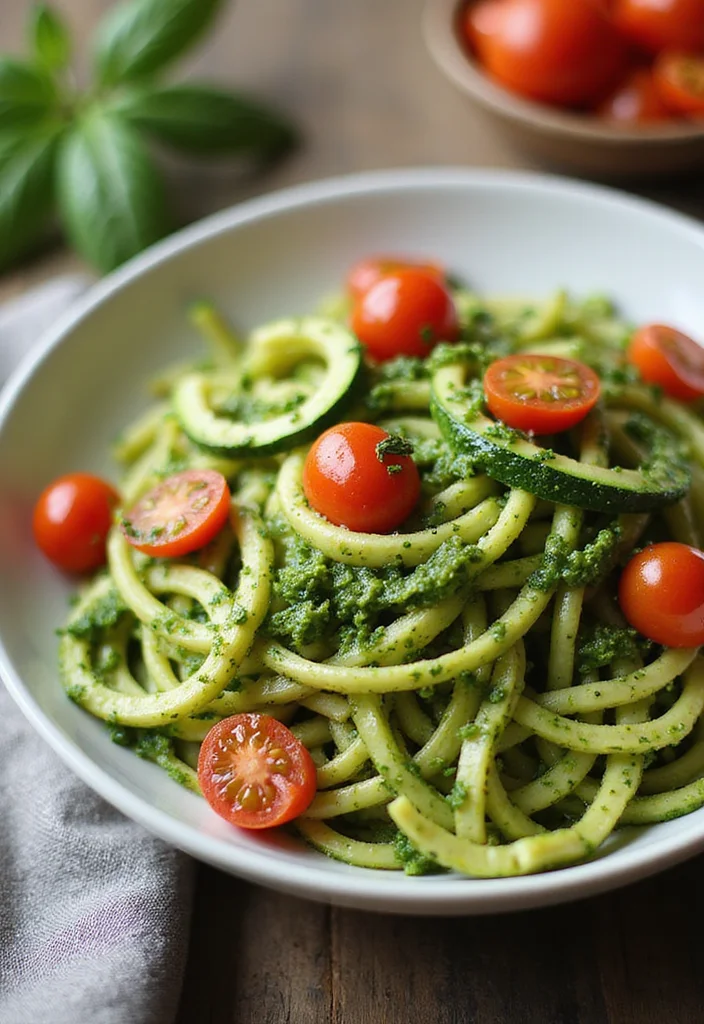 12 Date Night Dinner Recipes for Relaxed Evenings - 4. Zucchini Noodles with Pesto and Cherry Tomatoes