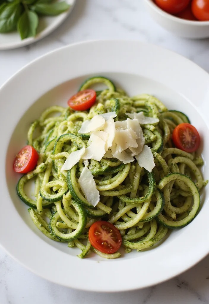 12 Easy Healthy Food Recipes Anyone Can Make - 6. Zucchini Noodles with Pesto