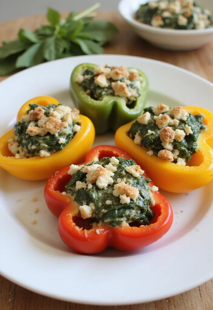 12 Easy Healthy Slow Cooker Recipes for Busy Days - 11. Spinach and Feta Stuffed Peppers