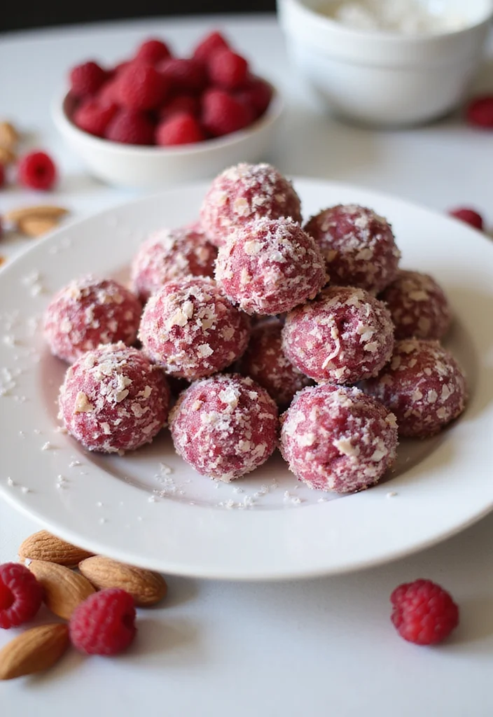 12 Fruity Dessert Recipes Fresh and Simple - 6. Raspberry Almond Energy Bites