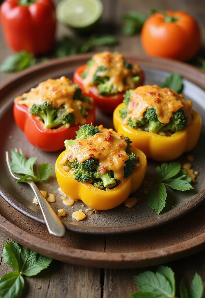 12 Healthy Vegetable Dinner Recipes for Easy Meals - 11. Broccoli and Cheese Stuffed Peppers