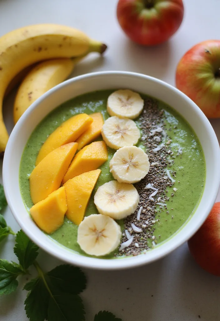 12 Vegan Breakfast Recipes for Bright Mornings - 1. Tropical Green Smoothie Bowl