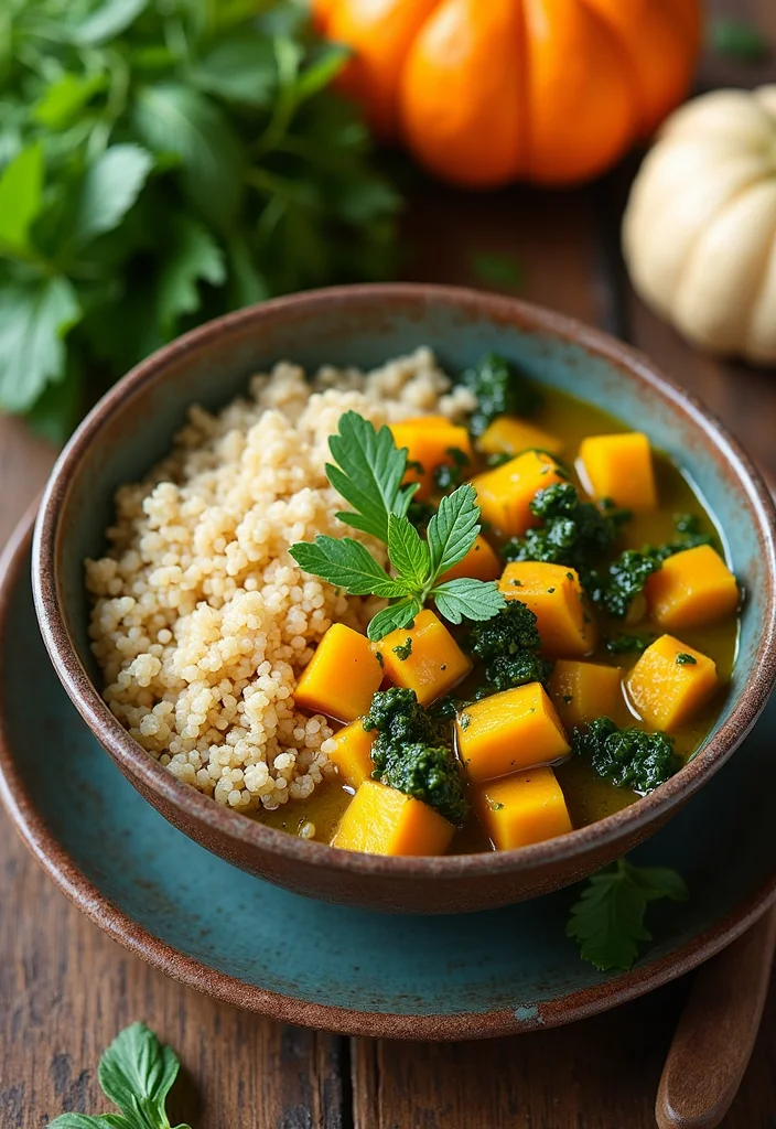 12 Vegan Curry Recipes for Warm Easy Dinners - 5. Butternut Squash and Spinach Curry